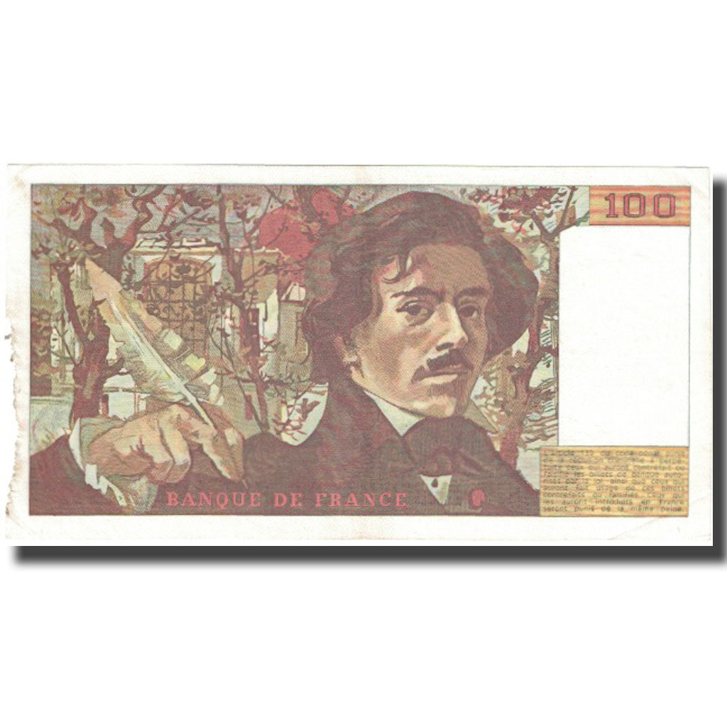 France, 100 Francs, Delacroix, 1984, VF(20-25), Fayette:69.08a, KM:154b