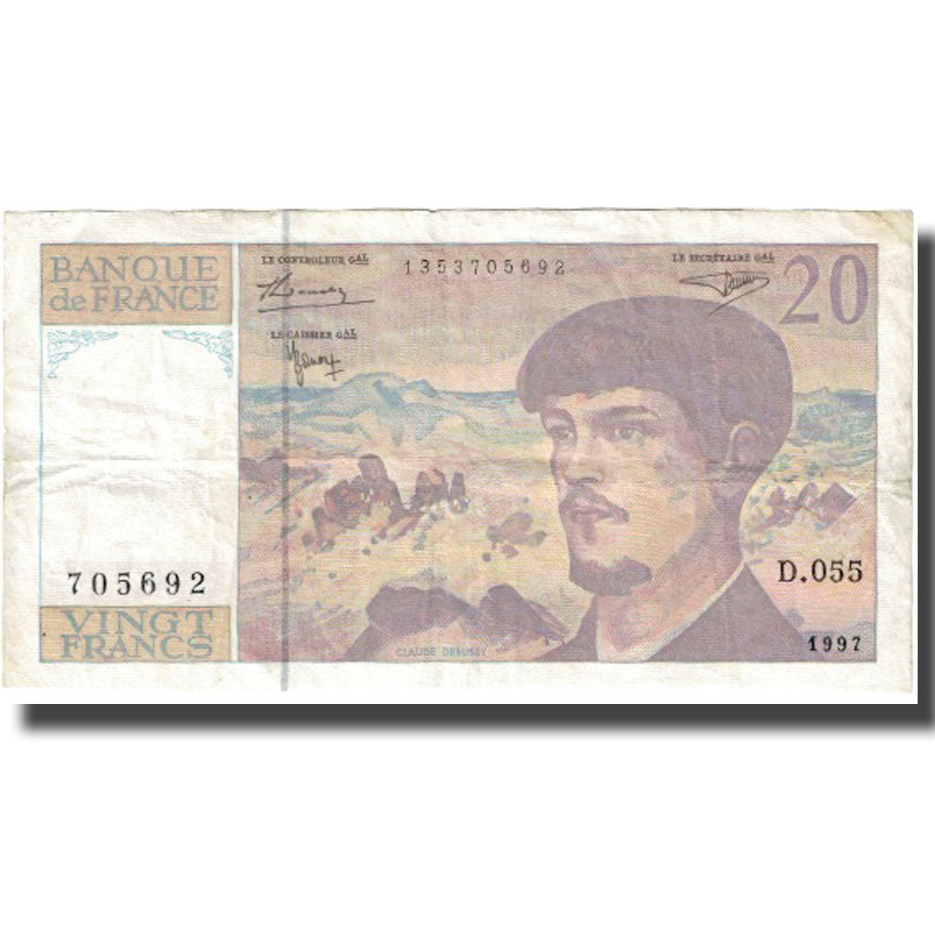 Francia, 20 Francs, Debussy, 1997, MBC, Fayette:66 ter.2, KM:151i