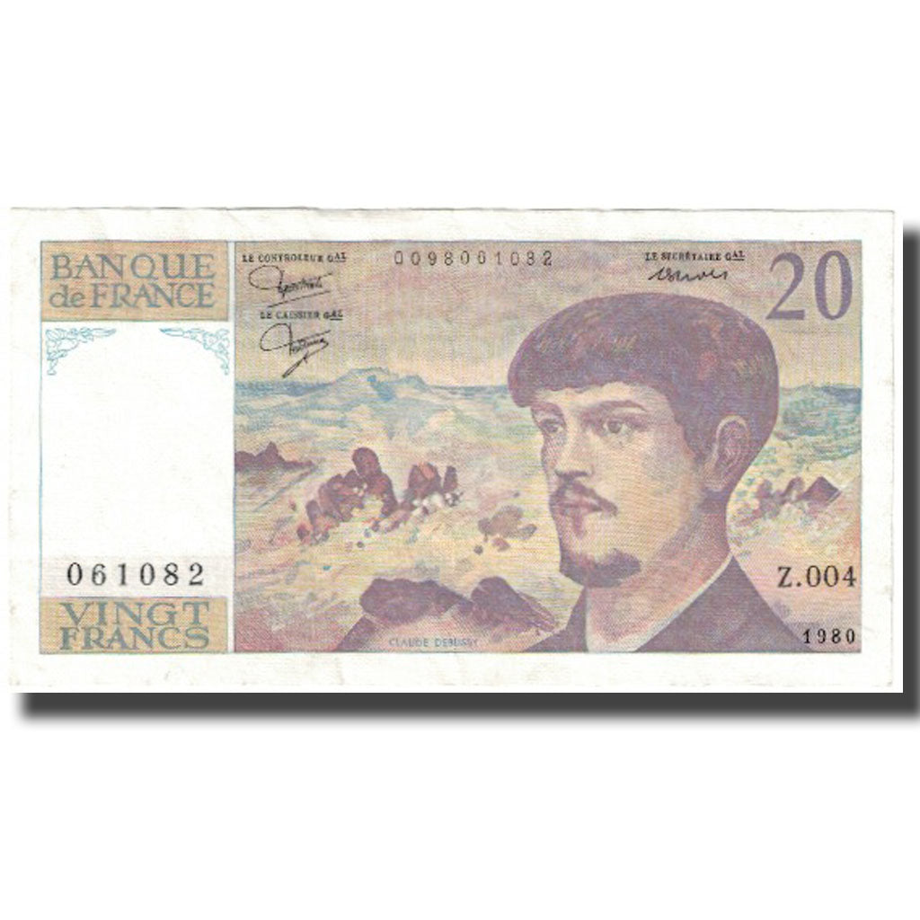 France, 20 Francs, Debussy, 1980, SUP, Fayette:66.1, KM:151a