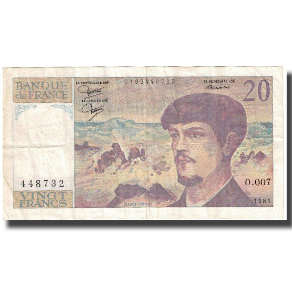 Francia, 20 Francs, Debussy, 1981, BB, Fayette:66.2, KM:151a