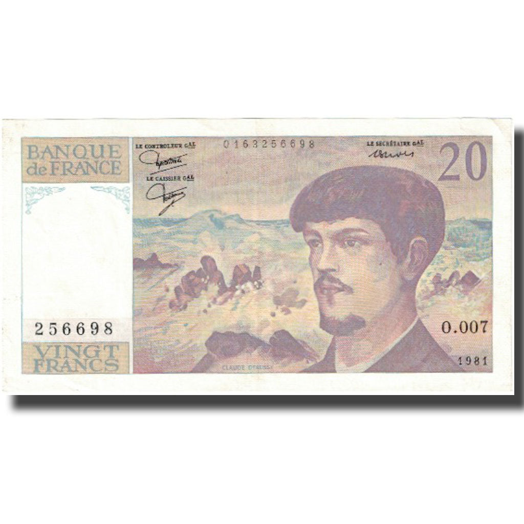 Francja, 20 Francs, Debussy, 1981, AU(55-58), Fayette:66.2, KM:151a