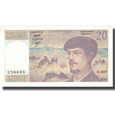 Francja, 20 Francs, Debussy, 1981, AU(55-58), Fayette:66.2, KM:151a