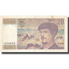 France, 20 Francs, Debussy, 1983, EF(40-45), Fayette:66.4, KM:151a