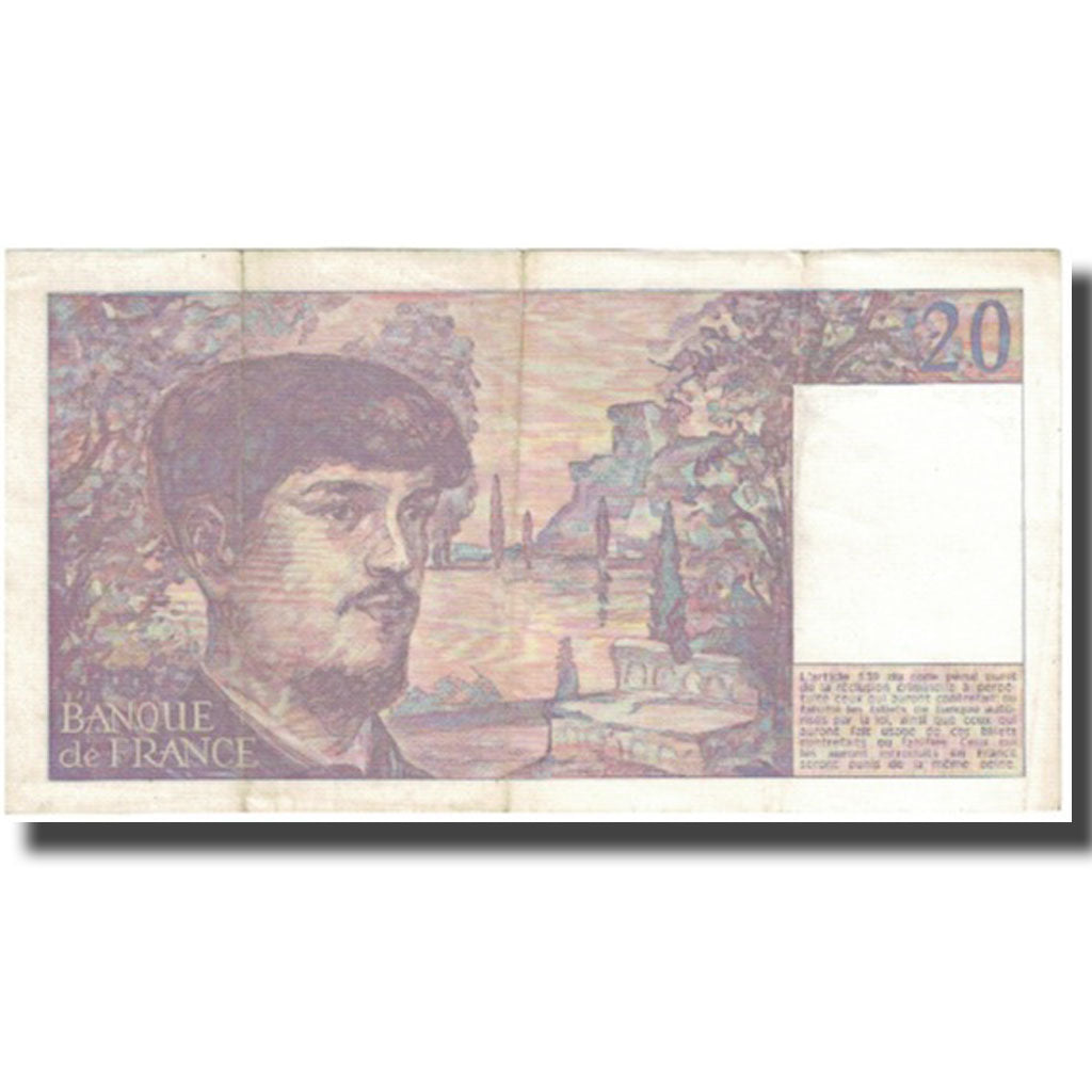 France, 20 Francs, Debussy, 1983, EF(40-45), Fayette:66.4, KM:151a