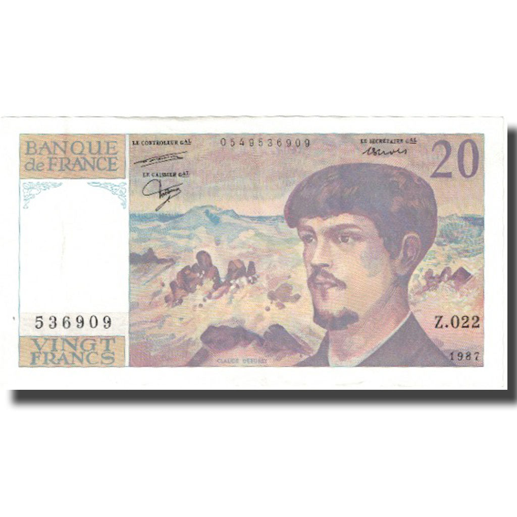 Francja, 20 Francs, Debussy, 1987, AU(55-58), Fayette:66.8, KM:151b