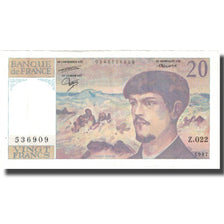Francja, 20 Francs, Debussy, 1987, AU(55-58), Fayette:66.8, KM:151b