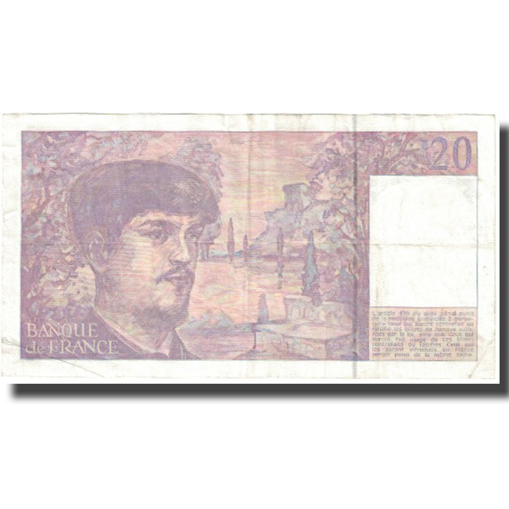 Frankrijk, 20 Francs, Debussy, 1990, TTB, Fayette:66bis.1, KM:151d