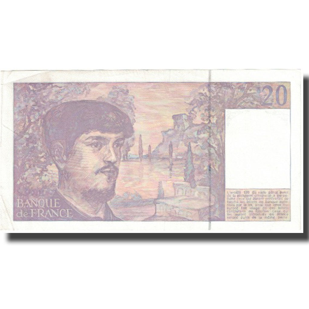 France, 20 Francs, Debussy, 1991, EF(40-45), Fayette:66Bis.2, KM:151e