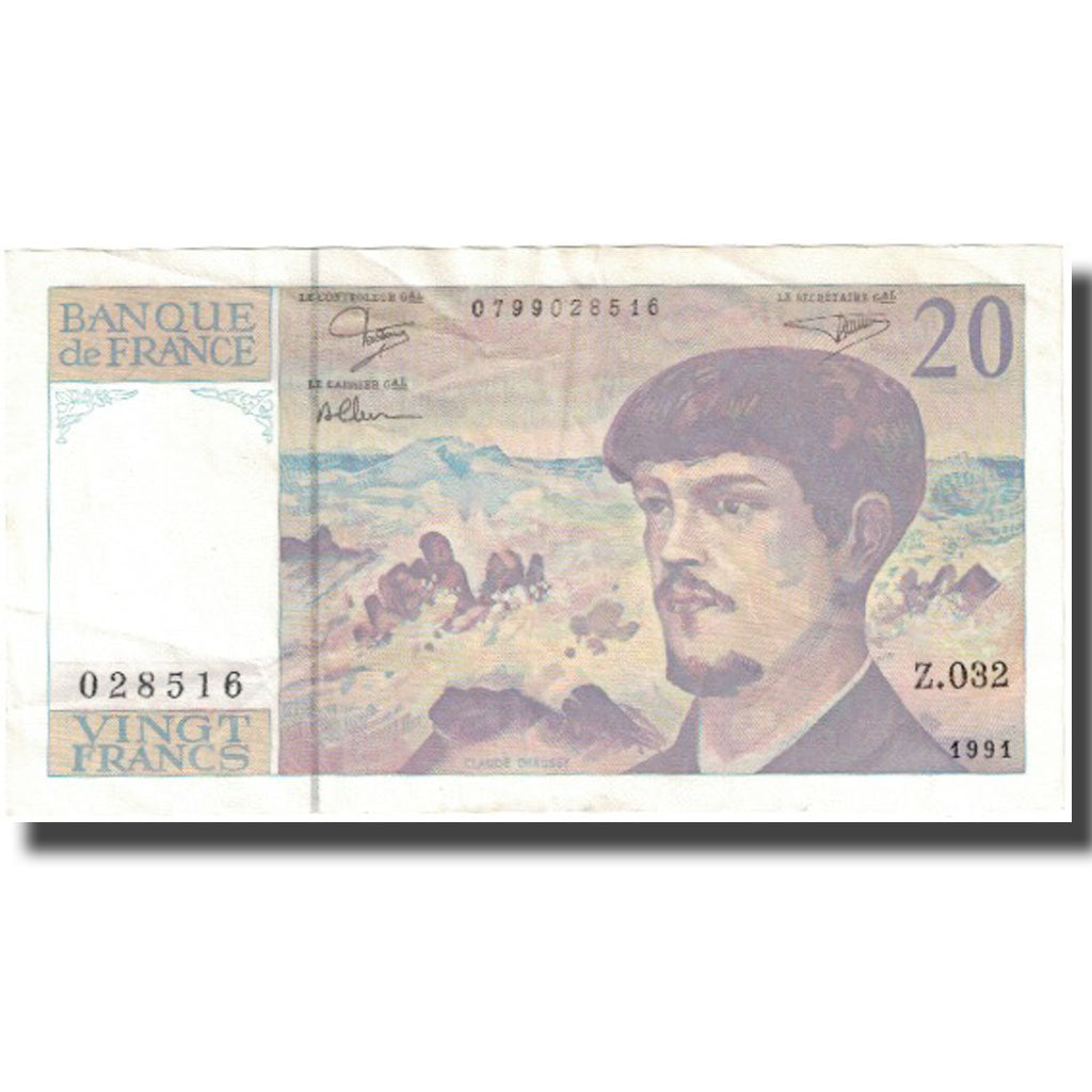 França, 20 Francs, Debussy, 1991, EF(40-45), Fayette:66Bis.2, KM:151e