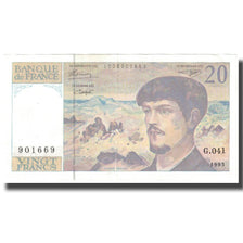 France, 20 Francs, Debussy, 1993, EF(40-45), Fayette:66bis.5, KM:151g