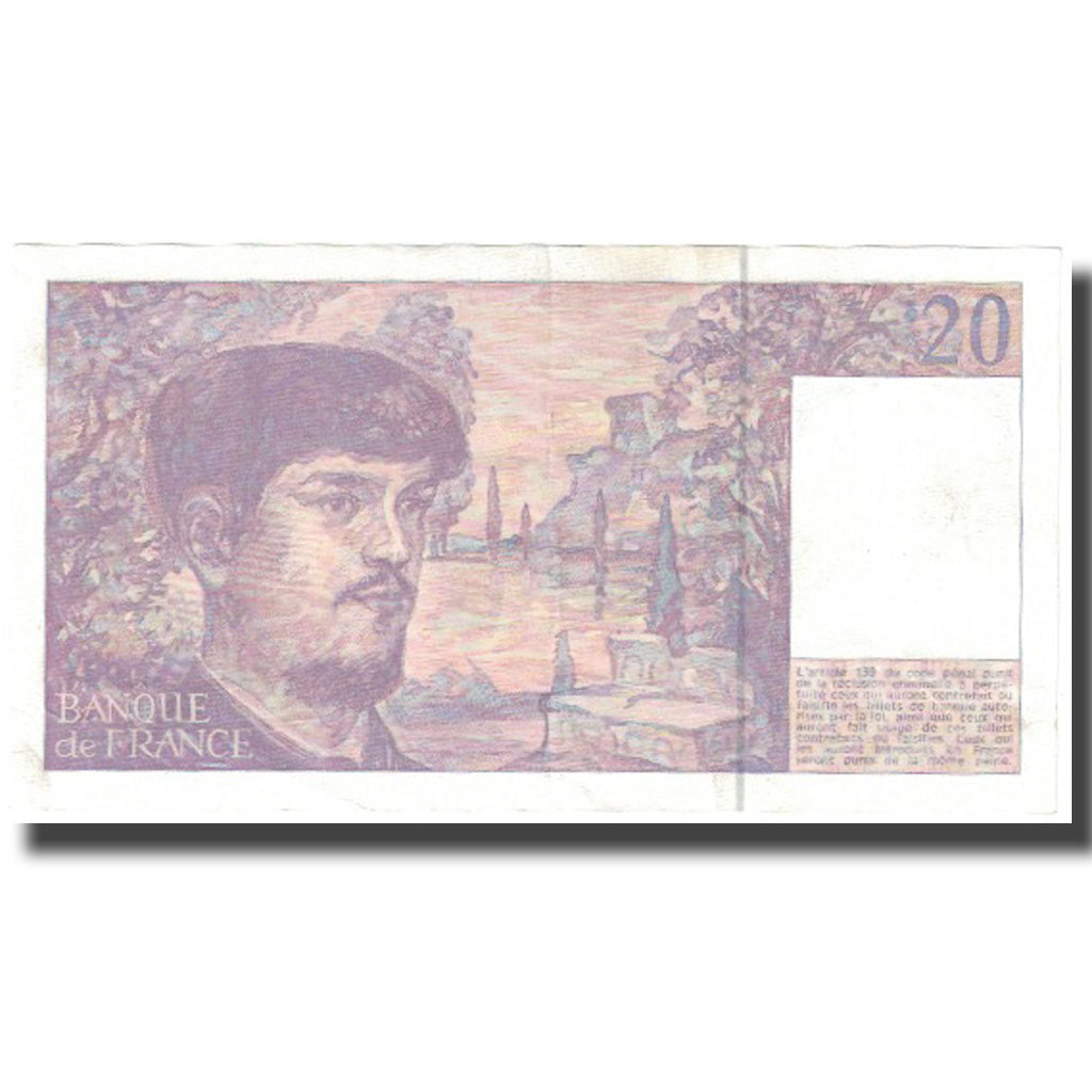 France, 20 Francs, Debussy, 1993, EF(40-45), Fayette:66bis.5, KM:151g