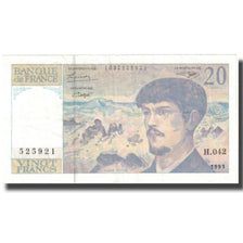 França, 20 Francs, Debussy, 1993, EF(40-45), Fayette:66bis.5, KM:151g
