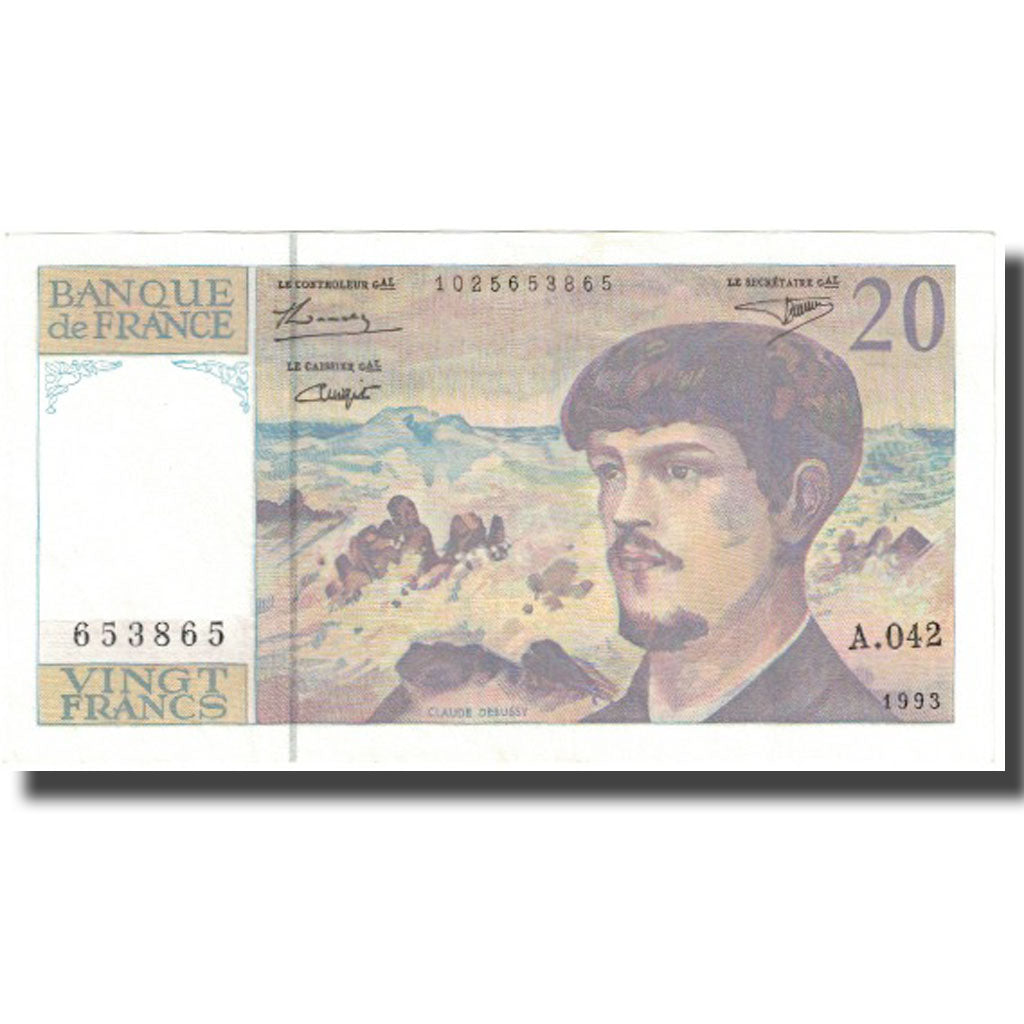 Frankrijk, 20 Francs, Debussy, 1993, SUP, Fayette:66bis.5, KM:151g