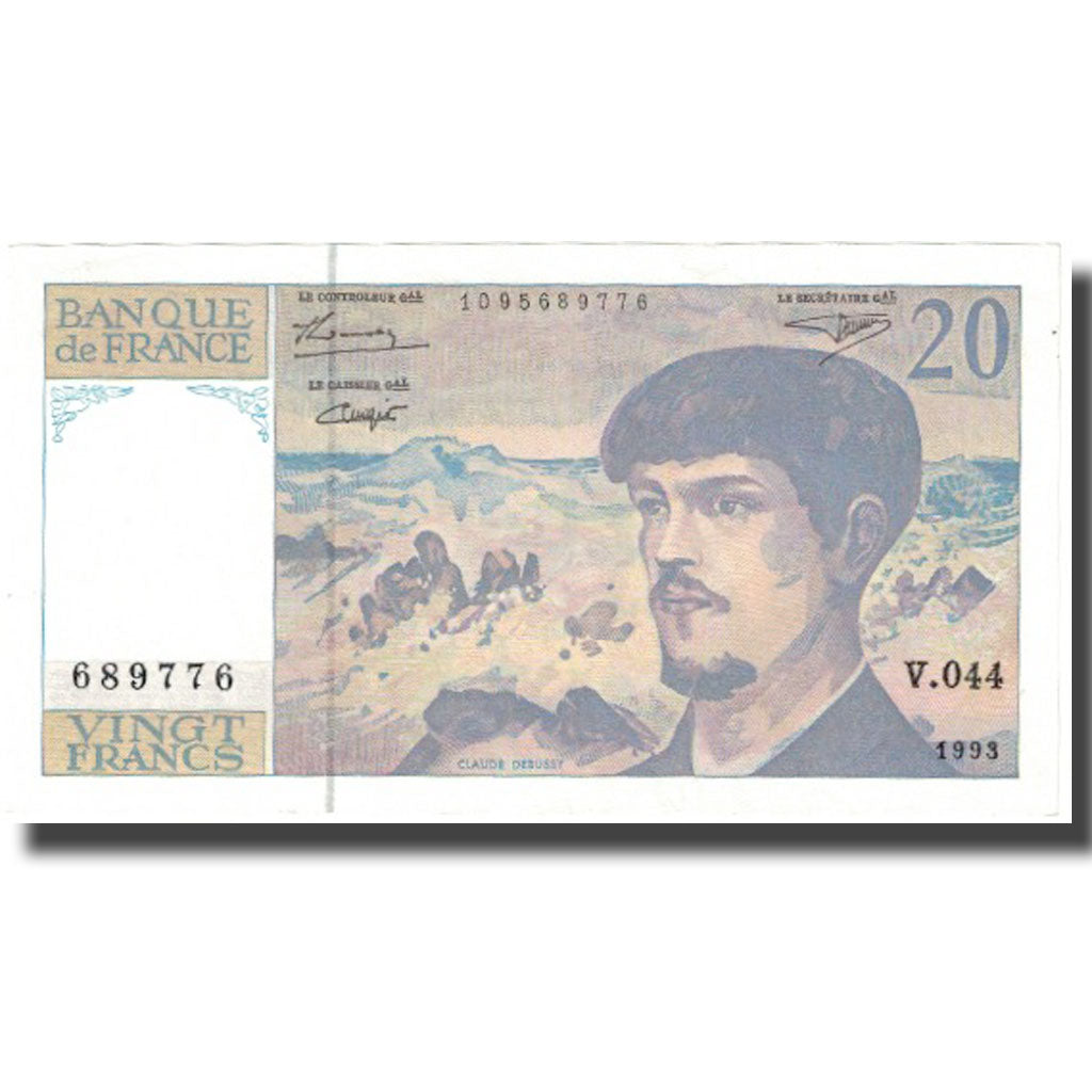 Frankreich, 20 Francs, Debussy, 1993, VZ, Fayette:66bis.5, KM:151g