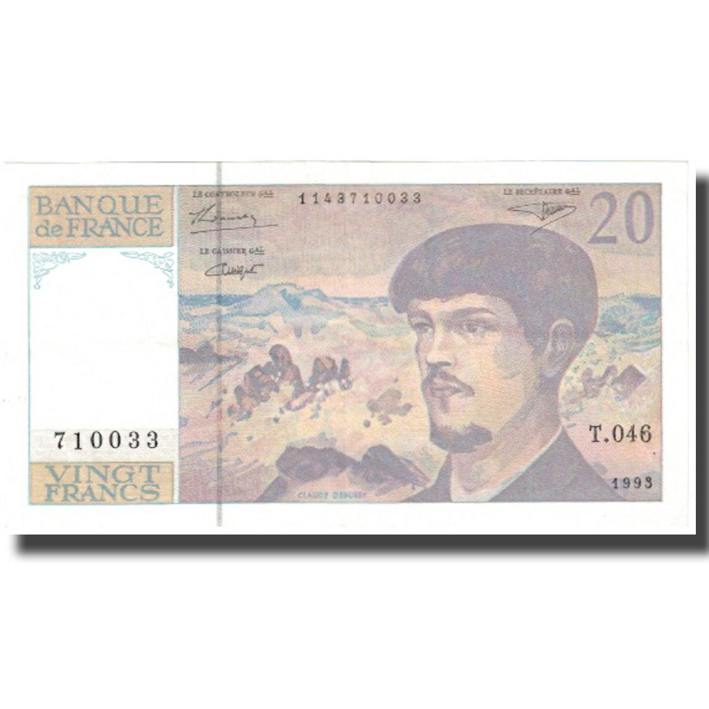 Frankreich, 20 Francs, Debussy, 1993, VZ, Fayette:66bis.5, KM:151g