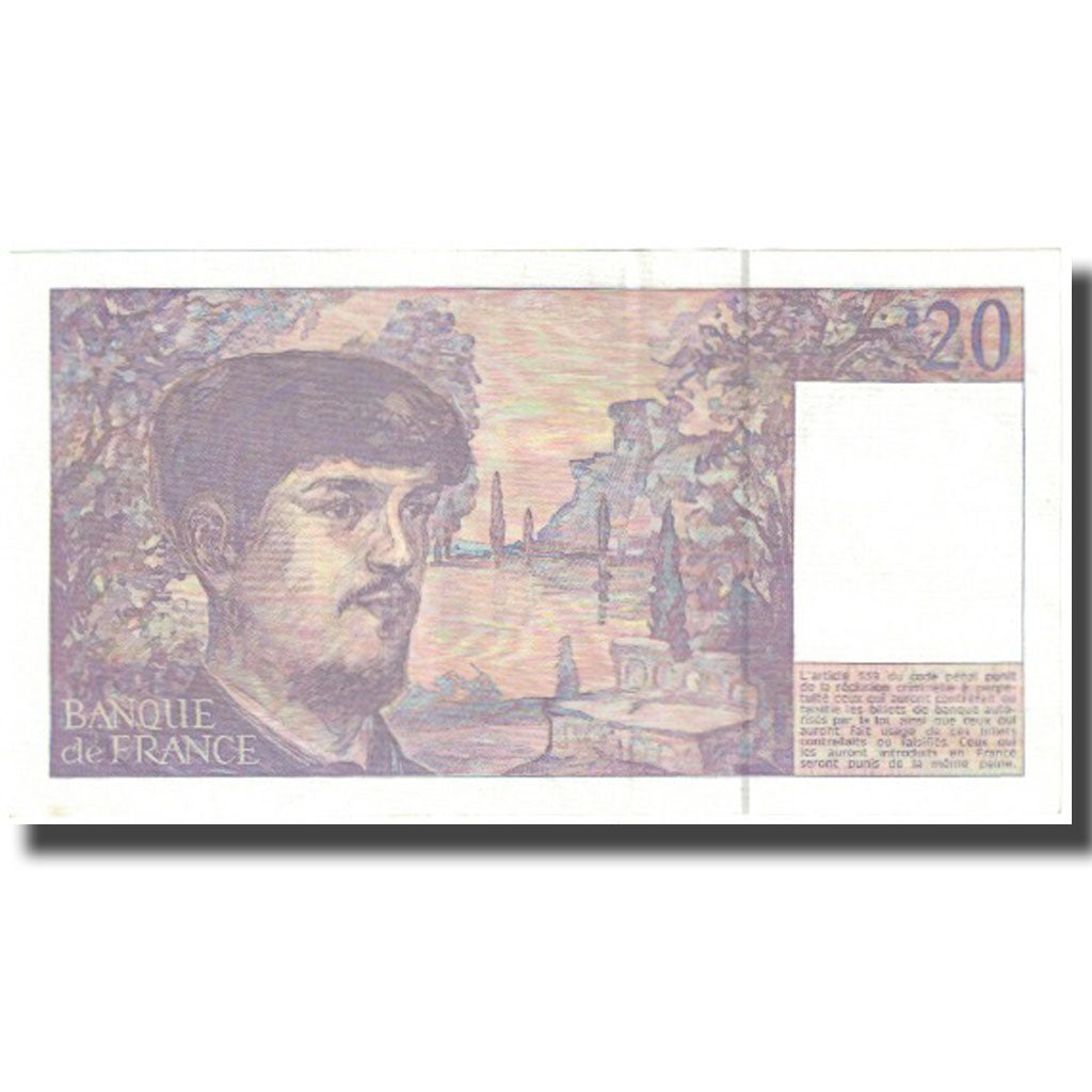 França, 20 Francs, Debussy, 1993, AU(55-58), Fayette:66 bis.4, KM:151g