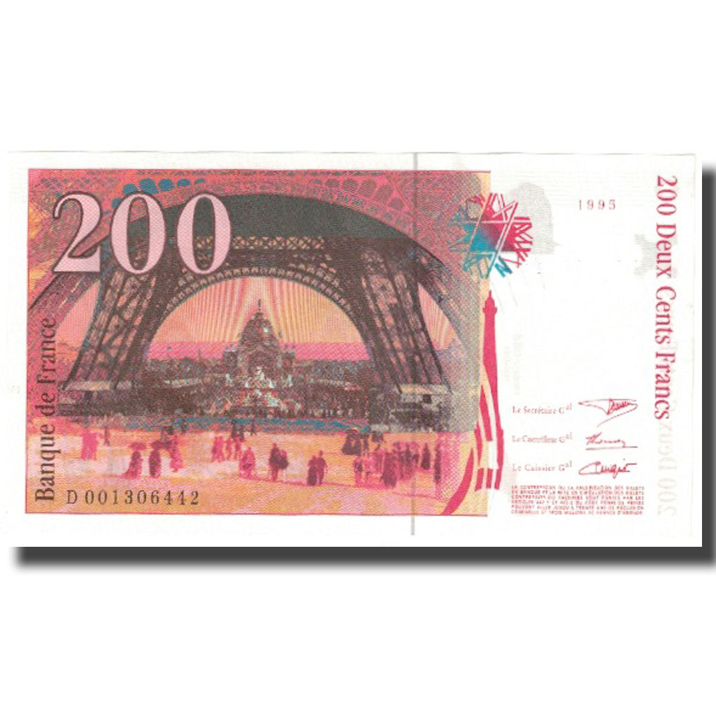France, 200 Francs, Eiffel, 1995, AU(55-58), Fayette:75.1, KM:159a