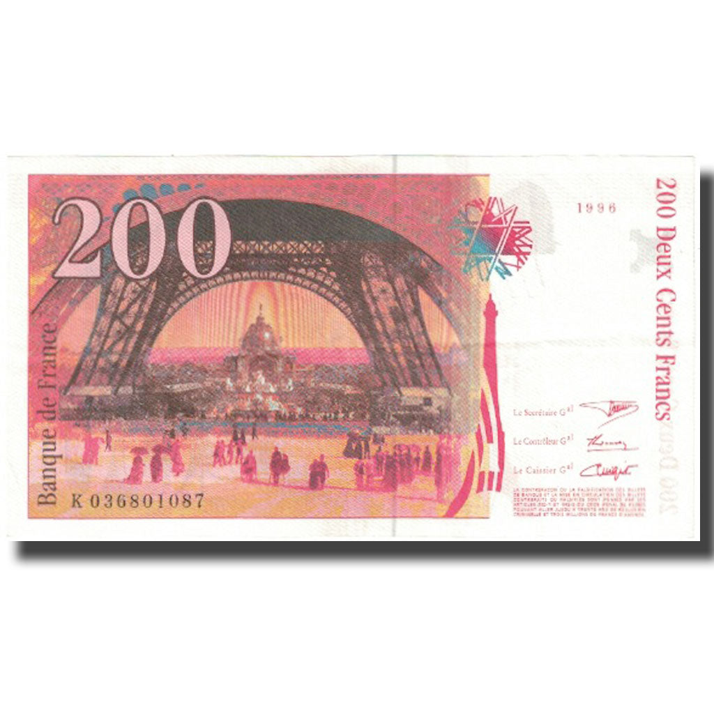 France, 200 Francs, Eiffel, 1996, EF(40-45), Fayette:75.2, KM:159a