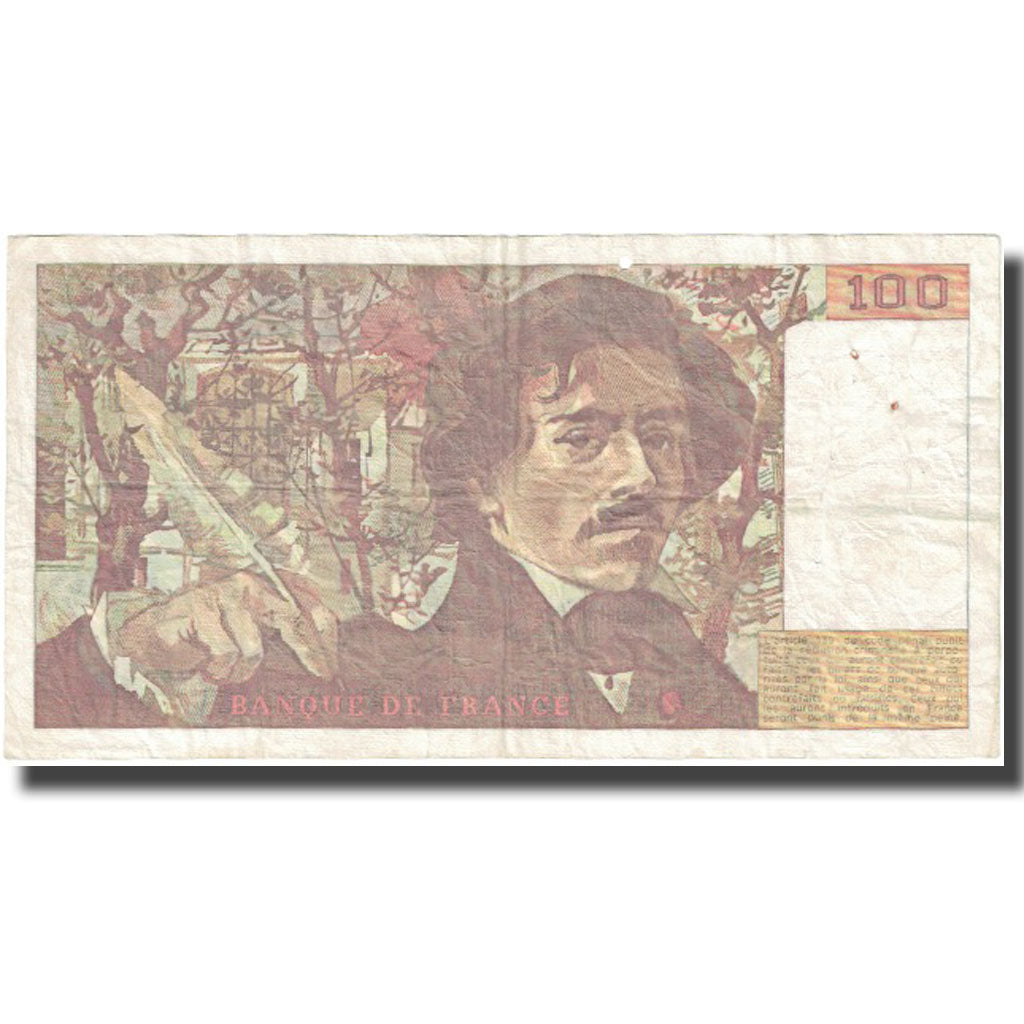 Francia, 100 Francs, Delacroix, 1991, MB+, Fayette:69.b.3.a.4, KM:154e