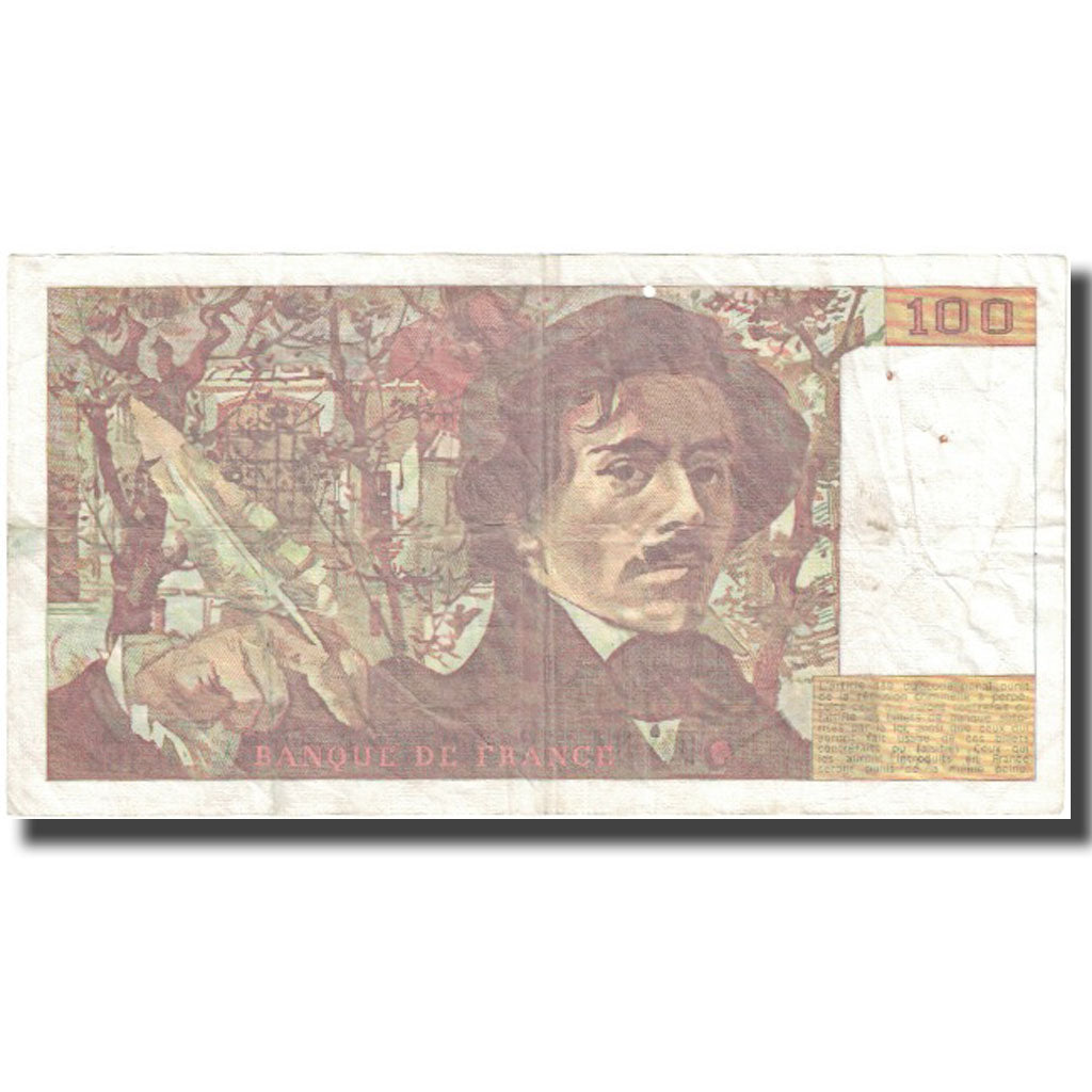 France, 100 Francs, Delacroix, 1991, TB+, Fayette:69.bis.3.b2, KM:154e