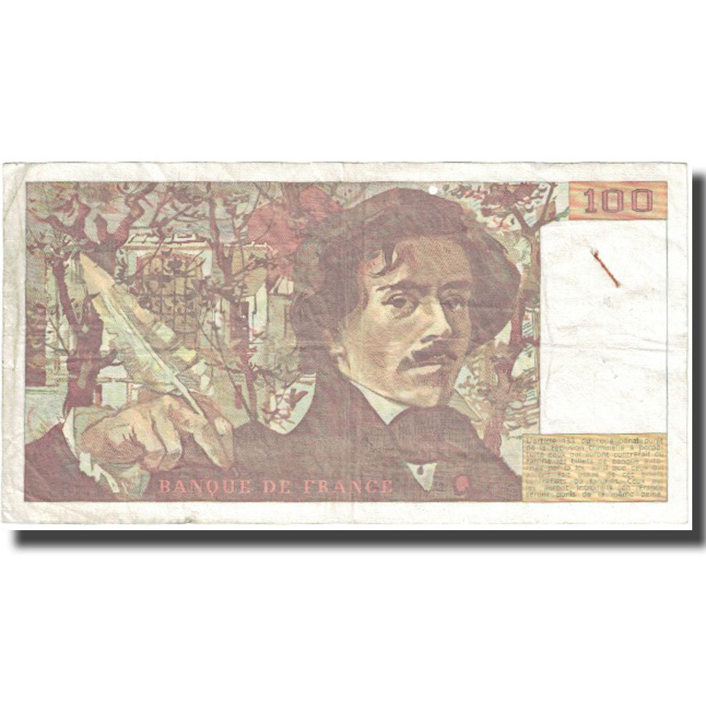 Francia, 100 Francs, Delacroix, 1991, MB+, Fayette:69.bis.3.b2, KM:154e