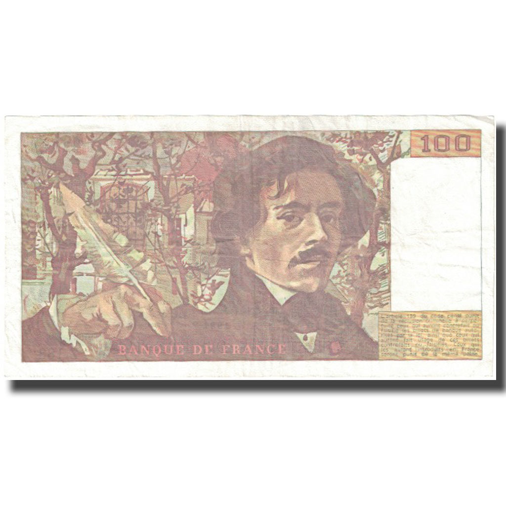 France, 100 Francs, Delacroix, 1991, VF(30-35), Fayette:69.bis.3.b2, KM:154e