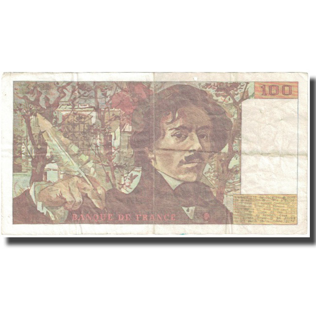 France, 100 Francs, Delacroix, 1993, VF(30-35), Fayette:69bis.05, KM:154g