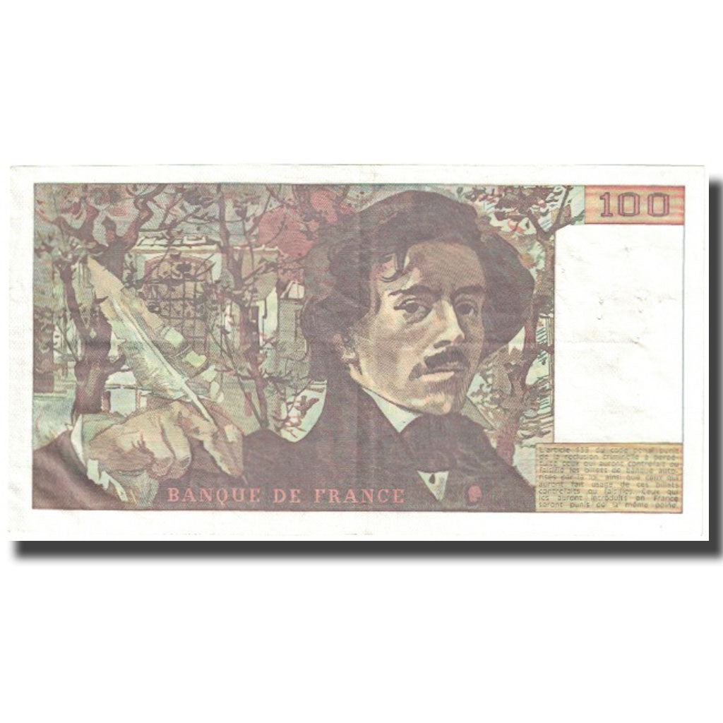 France, 100 Francs, Delacroix, 1978, UNC(63), Fayette:68.2, KM:154a