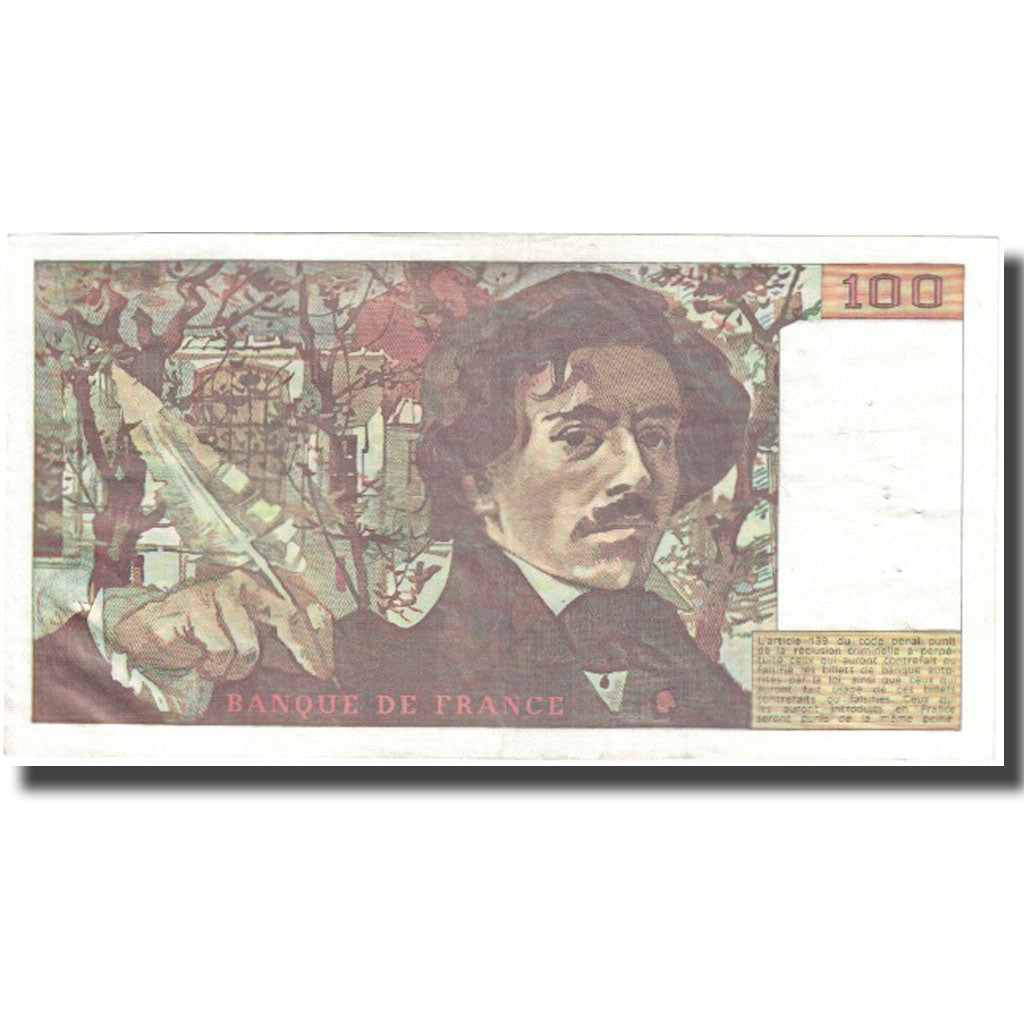 France, 100 Francs, Delacroix, 1978, UNC(63), Fayette:69.1c, KM:154a