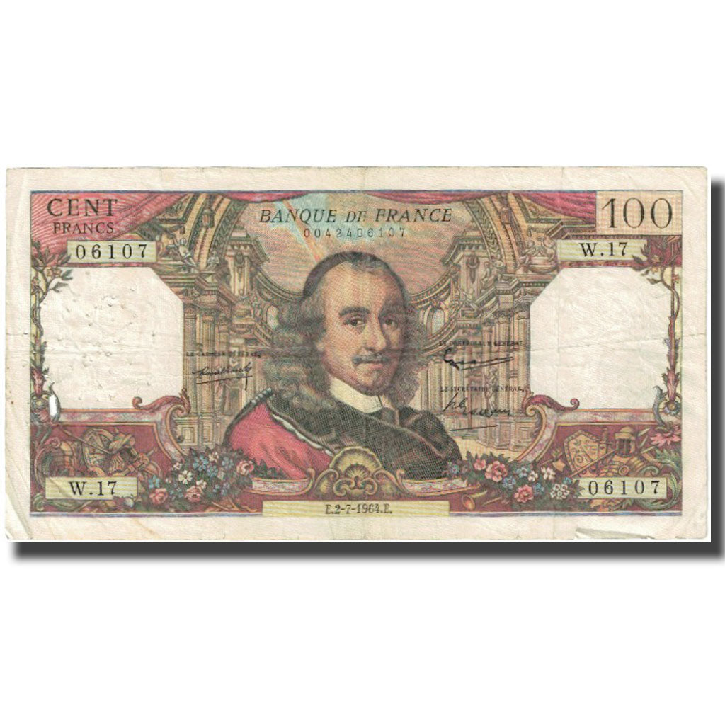 France, 100 Francs, Corneille, 1964, 1964-07-02, VF(20-25), Fayette:65.2