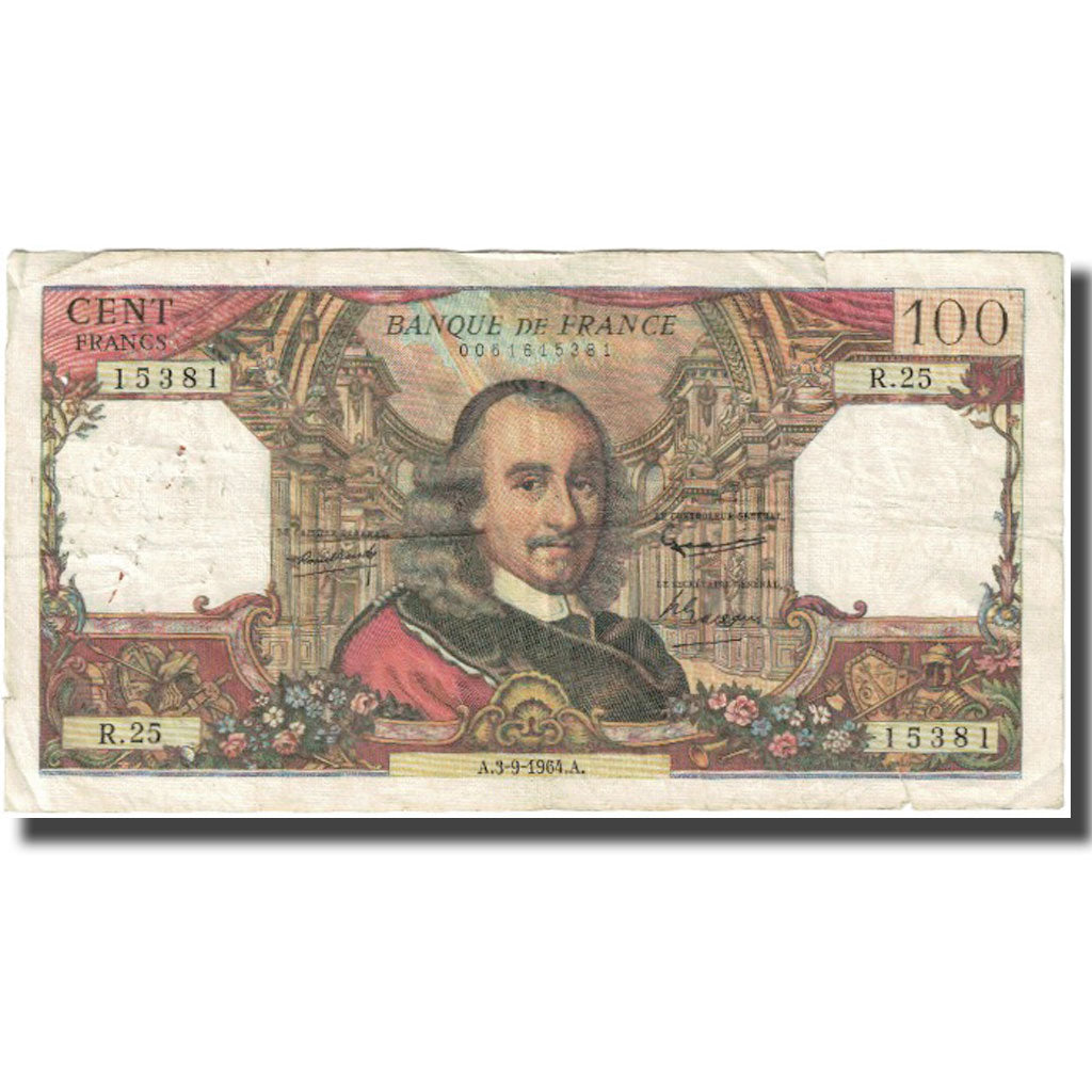 Francia, 100 Francs, Corneille, 1964, 1964-09-03, MB, Fayette:65.3, KM:149a