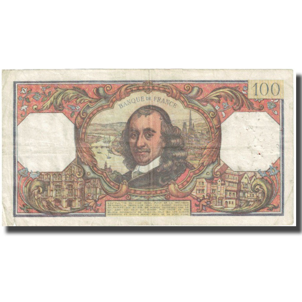 França, 100 Francs, Corneille, 1967, 1967-12-07, VF(20-25), Fayette:65.19