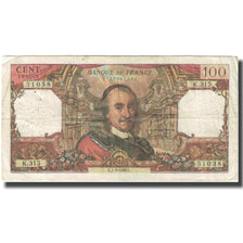 França, 100 Francs, Corneille, 1968, 1968-03-07, VF(20-25), Fayette:65.21