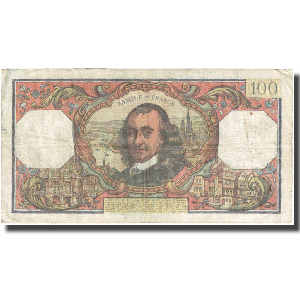 França, 100 Francs, Corneille, 1968, 1968-03-07, VF(20-25), Fayette:65.21