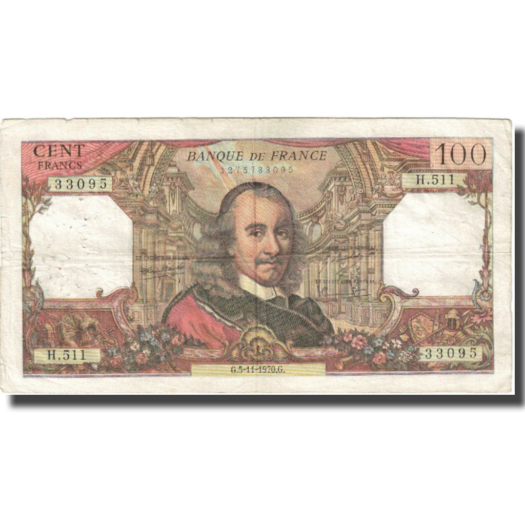 Francia, 100 Francs, Corneille, 1970, 1970-11-05, MB, Fayette:65.33, KM:149c