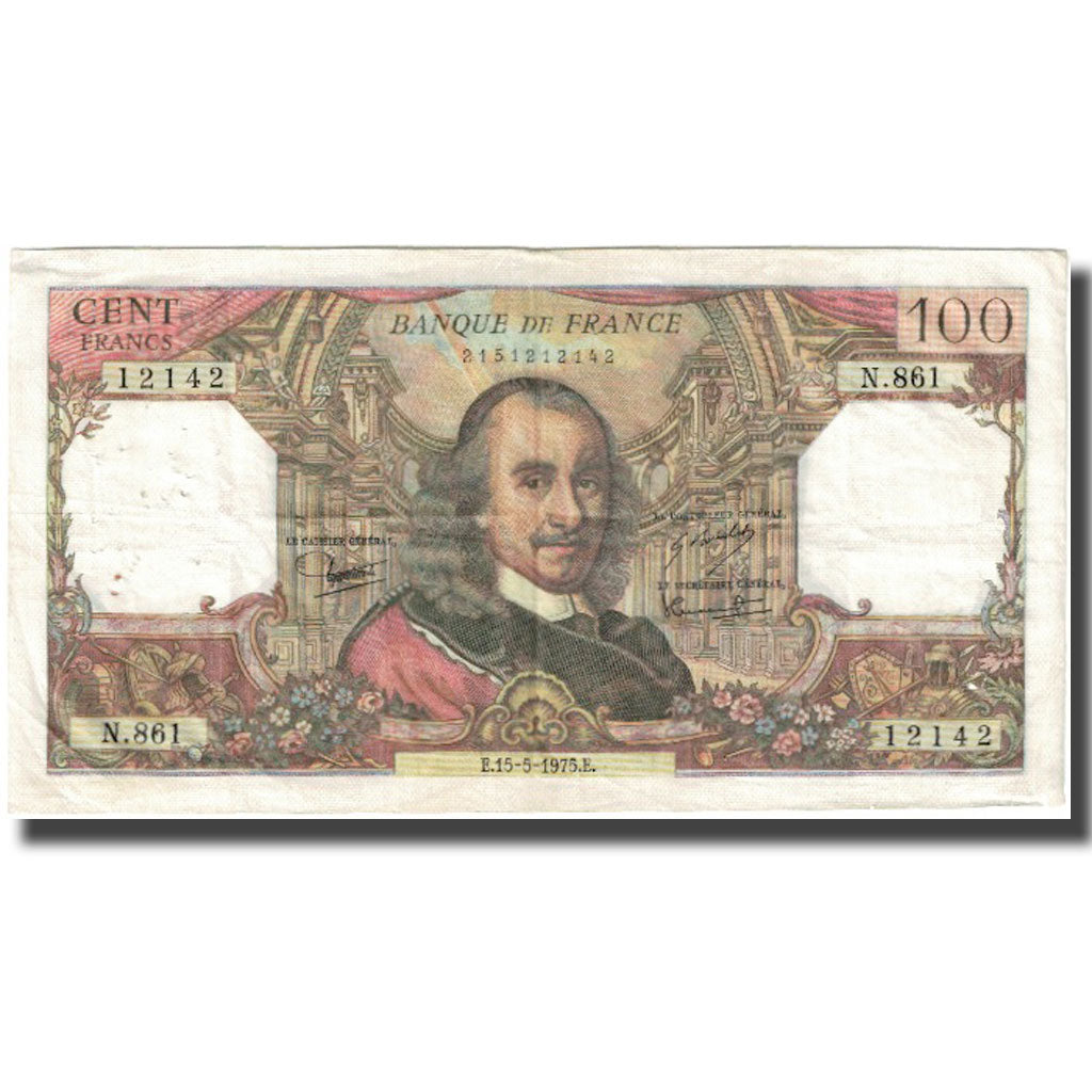 France, 100 Francs, Corneille, 1975, 1975-05-15, VF(20-25), Fayette:65.49