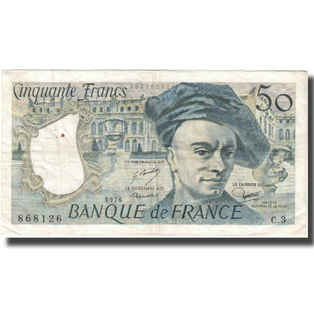 Francja, 50 Francs, Quentin de La Tour, 1976, VF(20-25), Fayette:67.1, KM:152a