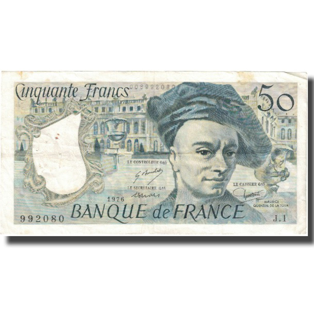 França, 50 Francs, Quentin de La Tour, 1976, VF(20-25), Fayette:67.1, KM:152a