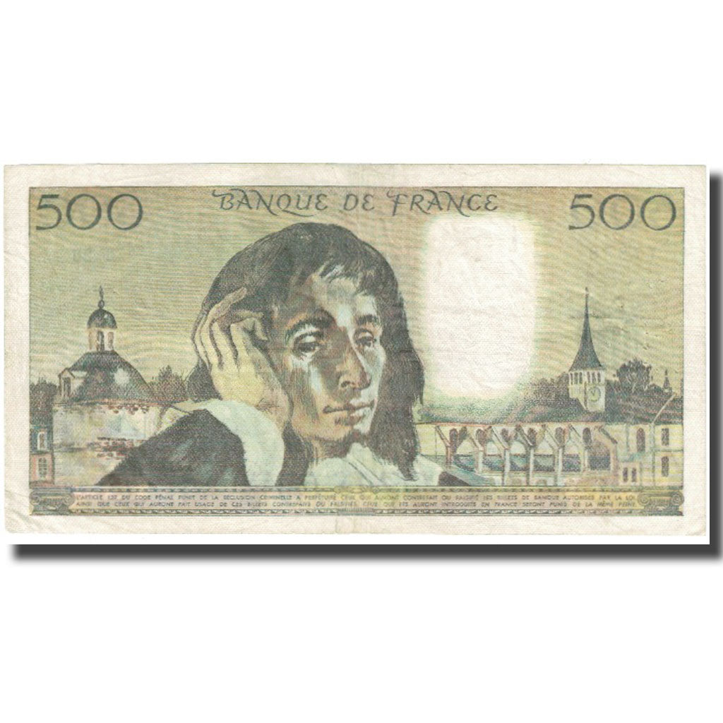 France, 500 Francs, Pascal, 1971, 1971-08-05, VF(20-25), Fayette:71.6, KM:156b