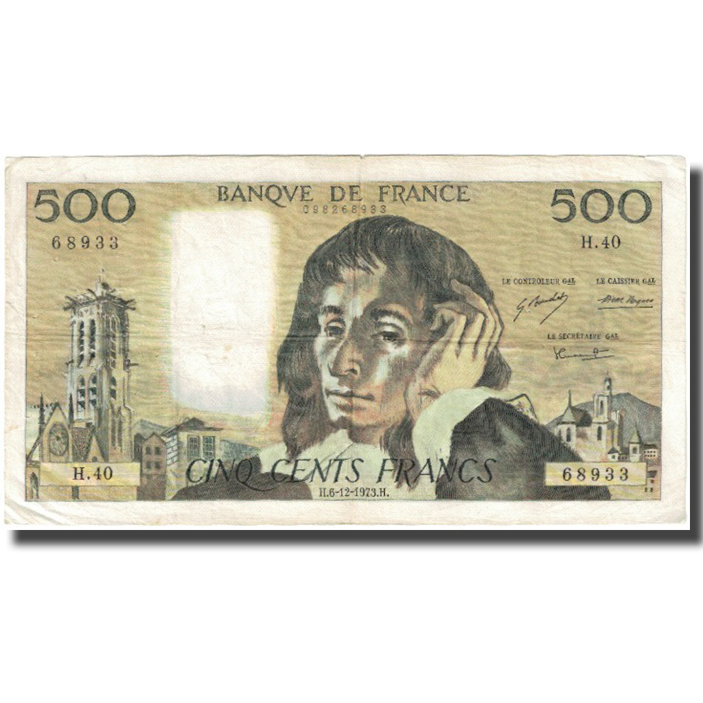 Frankreich, 500 Francs, Pascal, 1973, 1973-12-06, SGE+, Fayette:71.10, KM:156b