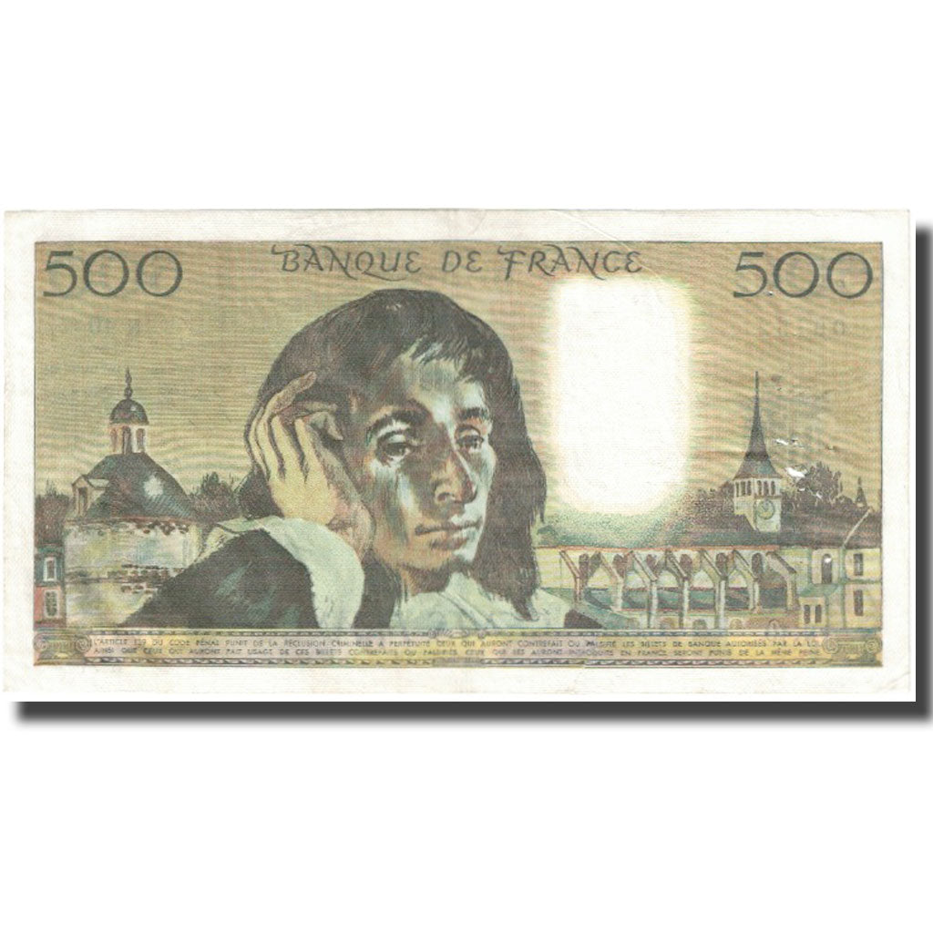 France, 500 Francs, Pascal, 1973, 1973-12-06, VF(20-25), Fayette:71.10, KM:156b