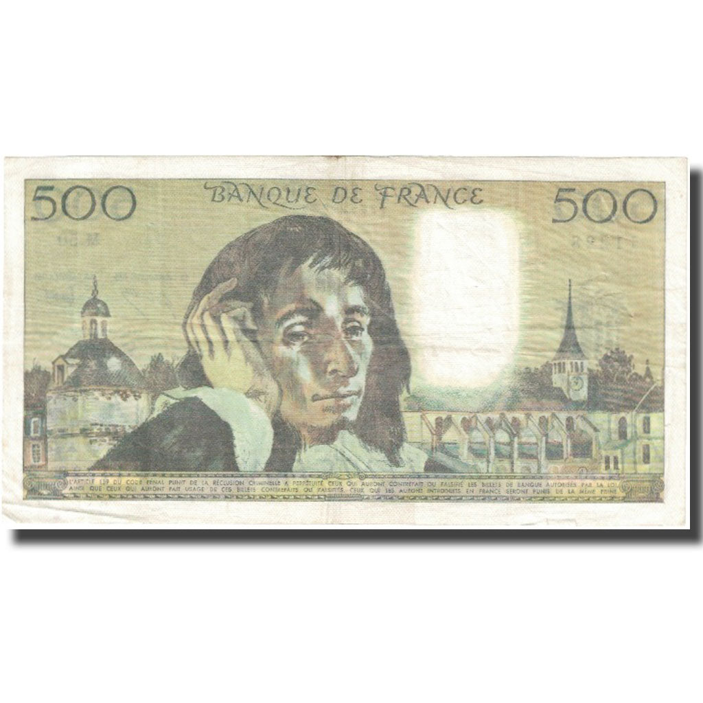 França, 500 Francs, Pascal, 1975, 1975-11-06, VF(20-25), Fayette:71.13, KM:156c