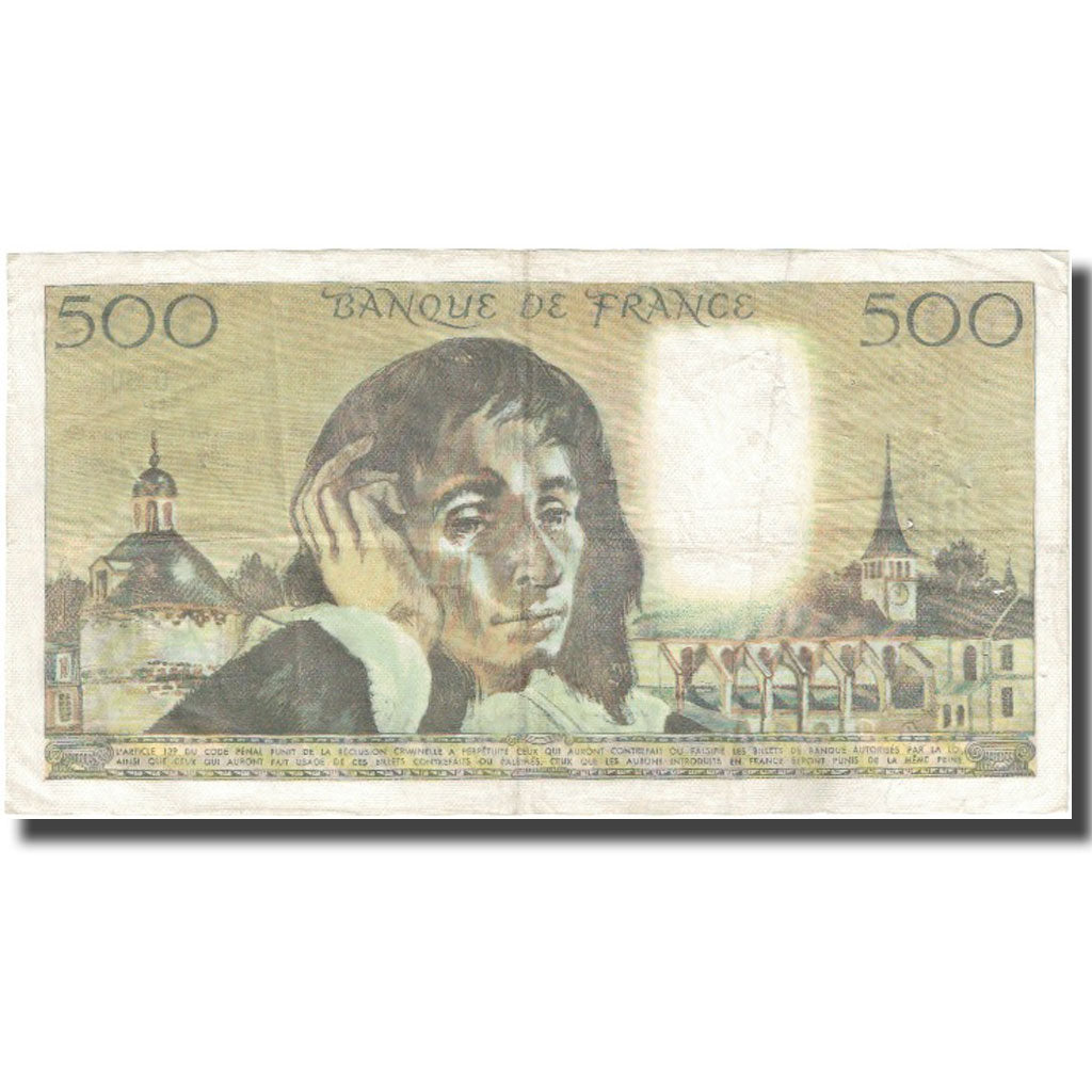 France, 500 Francs, Pascal, 1976, 1976-04-01, VF(20-25), Fayette:71.14, KM:156d