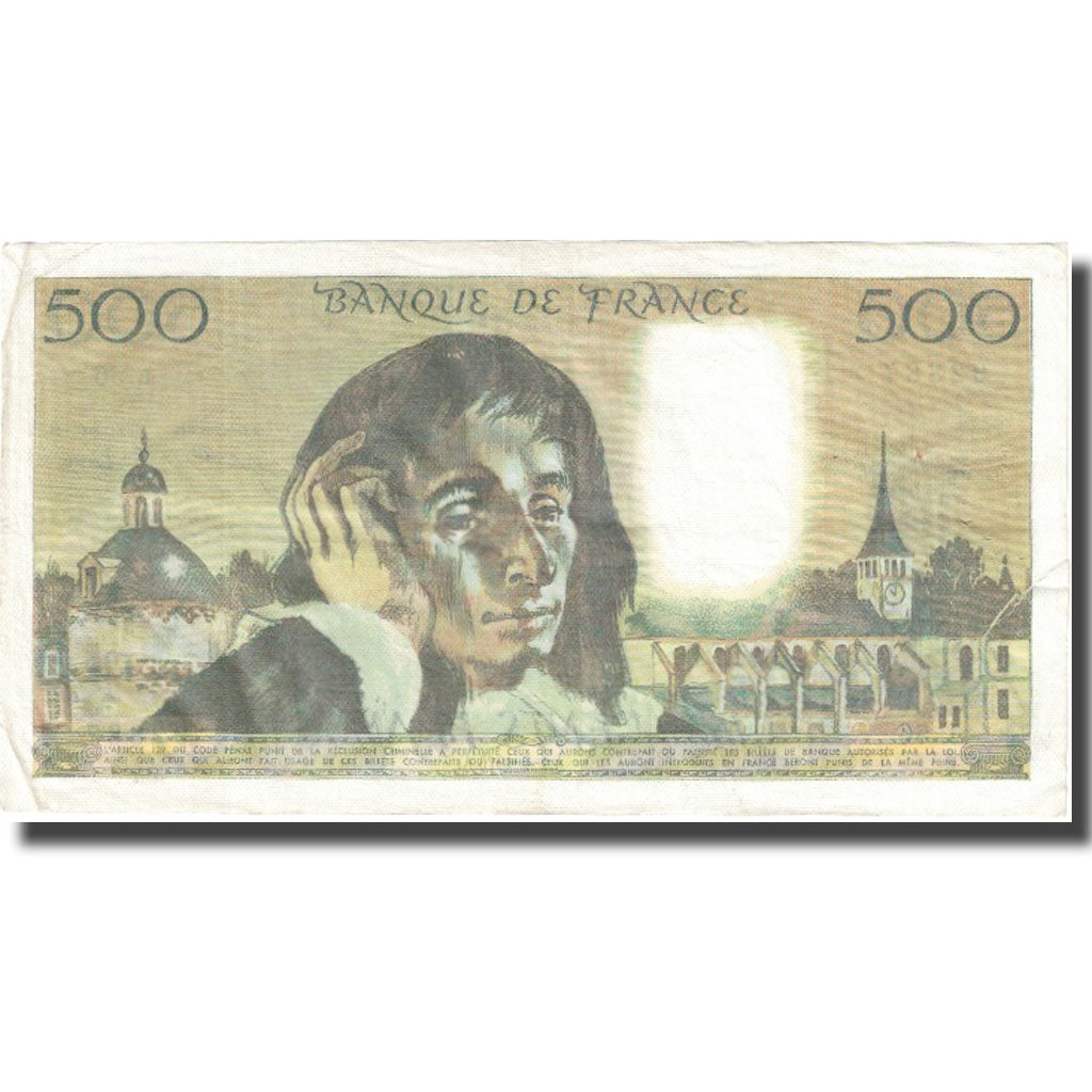 France, 500 Francs, Pascal, 1976, 1976-04-01, VF(20-25), Fayette:71.14, KM:156d