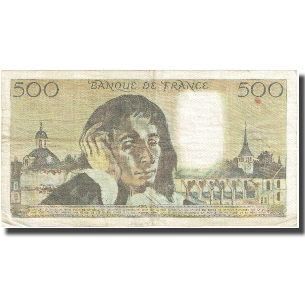 Francja, 500 Francs, Pascal, 1977, 1977-02-03, VF(20-25), Fayette:71.16, KM:156d