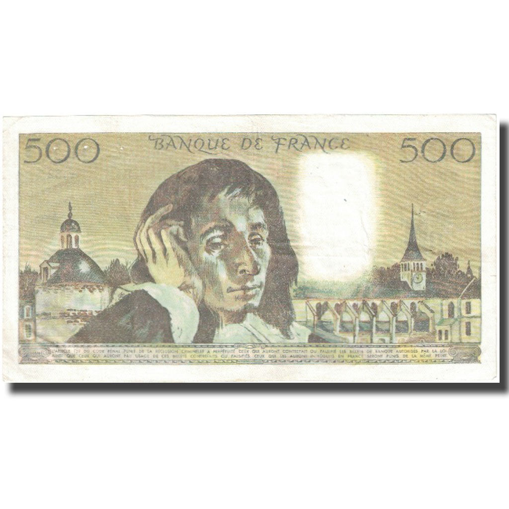 France, 500 Francs, Pascal, 1977, 1977-11-03, VF(30-35), Fayette:71.17, KM:156d