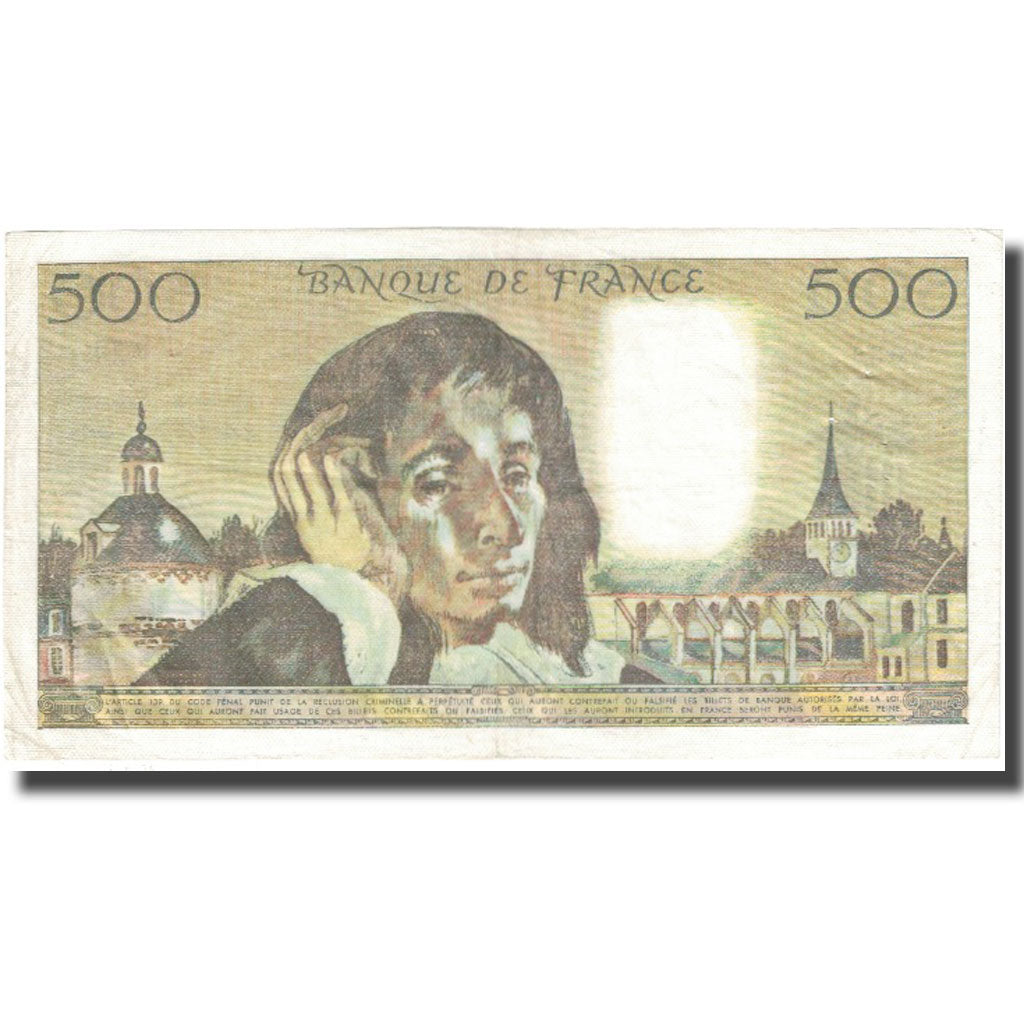 France, 500 Francs, Pascal, 1977, 1977-11-03, VF(30-35), Fayette:71.17, KM:156d