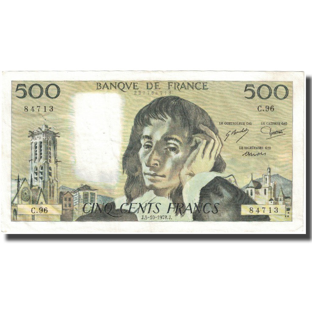 Francia, 500 Francs, Pascal, 1978, 1978-10-05, BC, Fayette:71.18, KM:156d