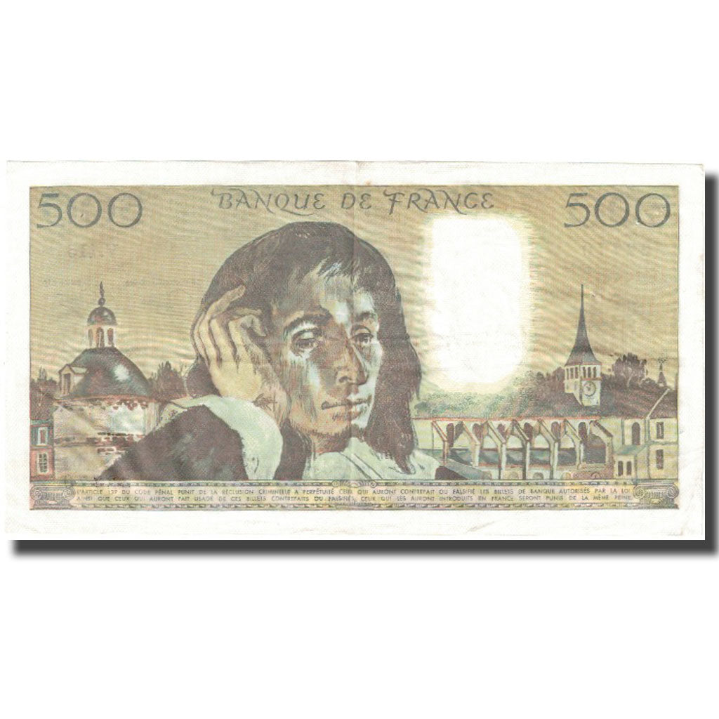 France, 500 Francs, Pascal, 1980, 1980-04-03, VF(30-35), Fayette:71.21, KM:156e