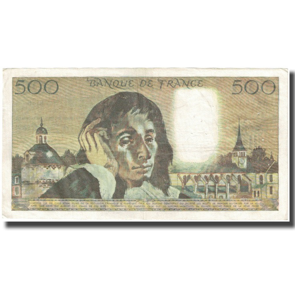 France, 500 Francs, Pascal, 1973, 1973-12-06, VF(20-25), Fayette:71.10, KM:156b
